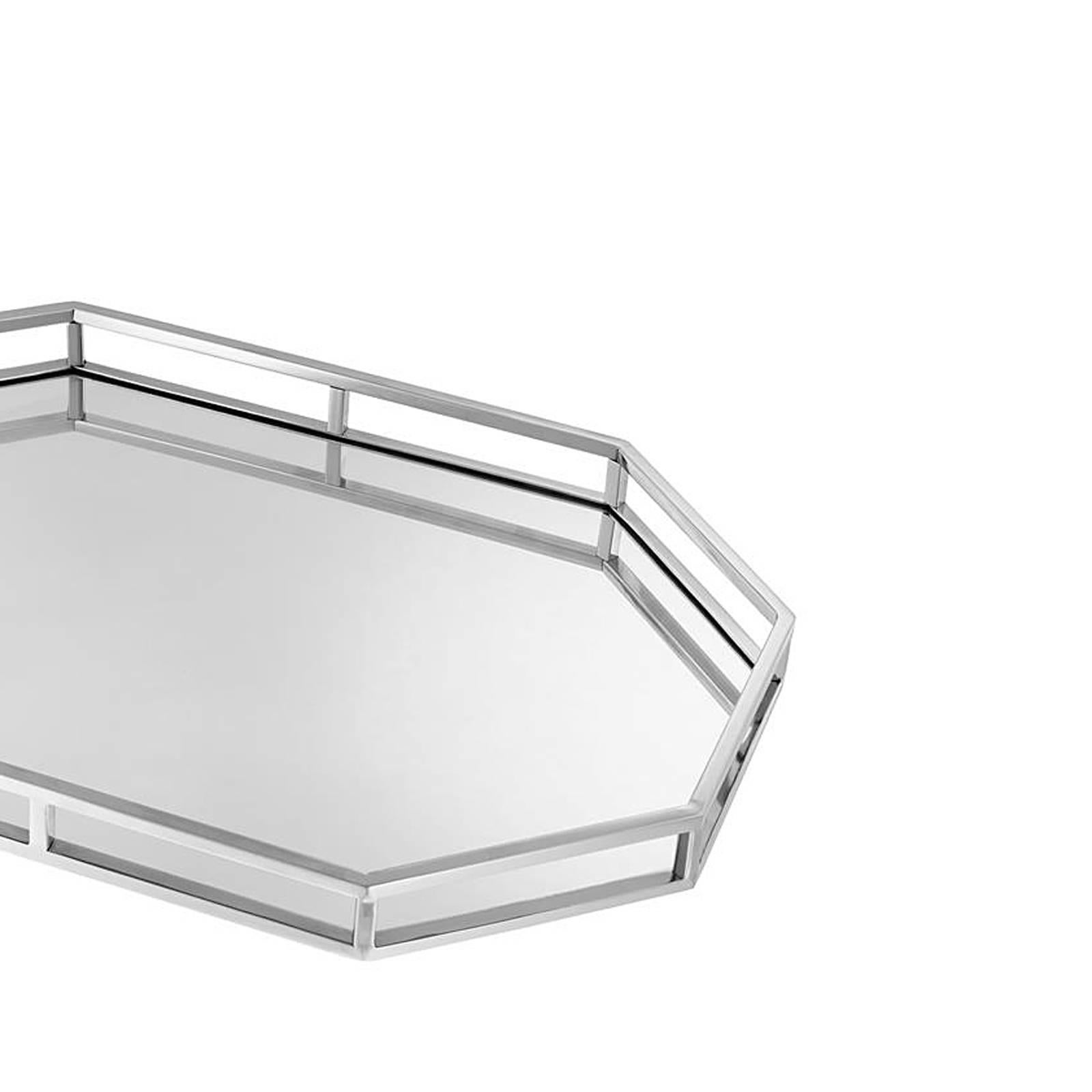 Dutch Sigma Tray in Nickel Finish and Mirror Glass