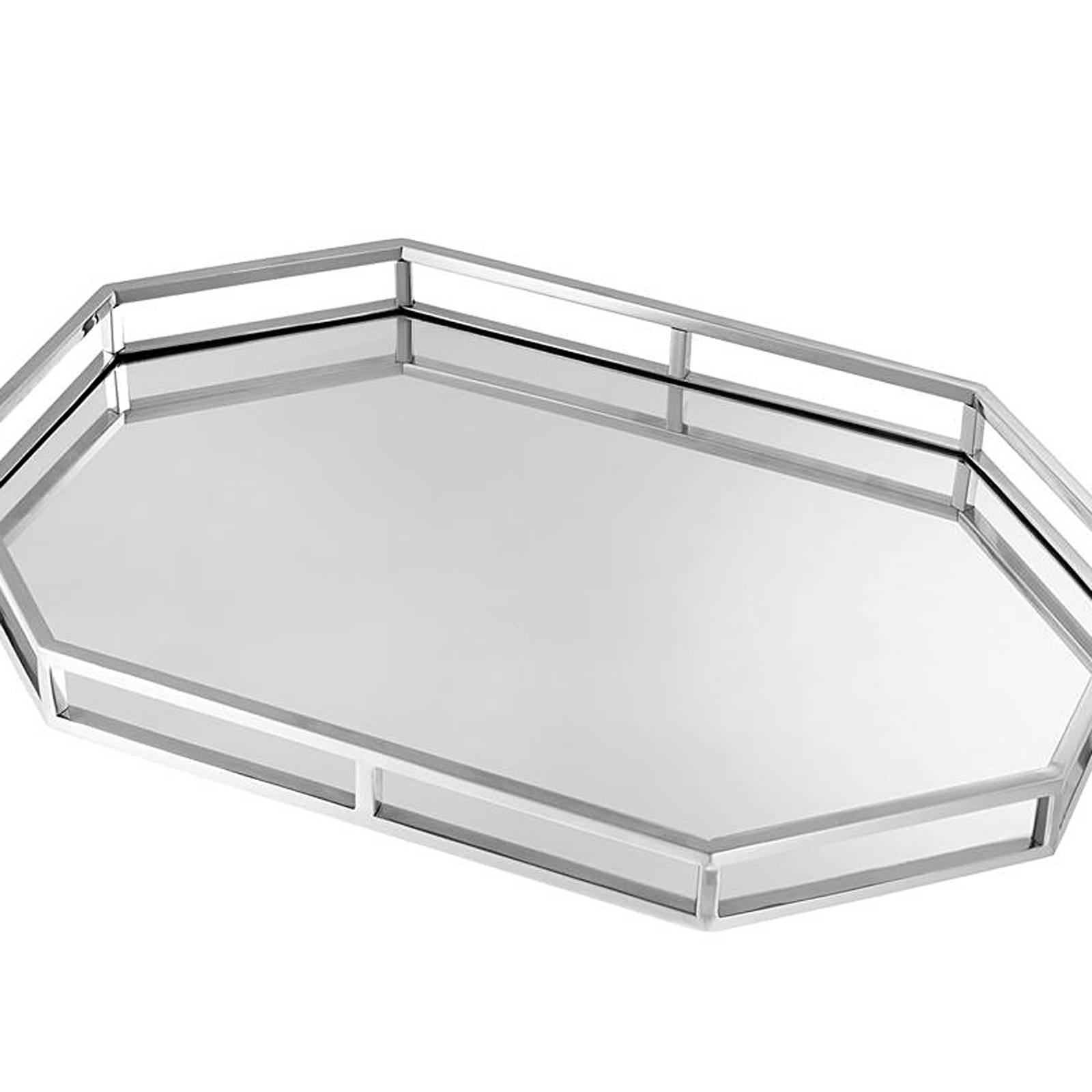 Sigma Tray in Nickel Finish and Mirror Glass In Excellent Condition In Paris, FR