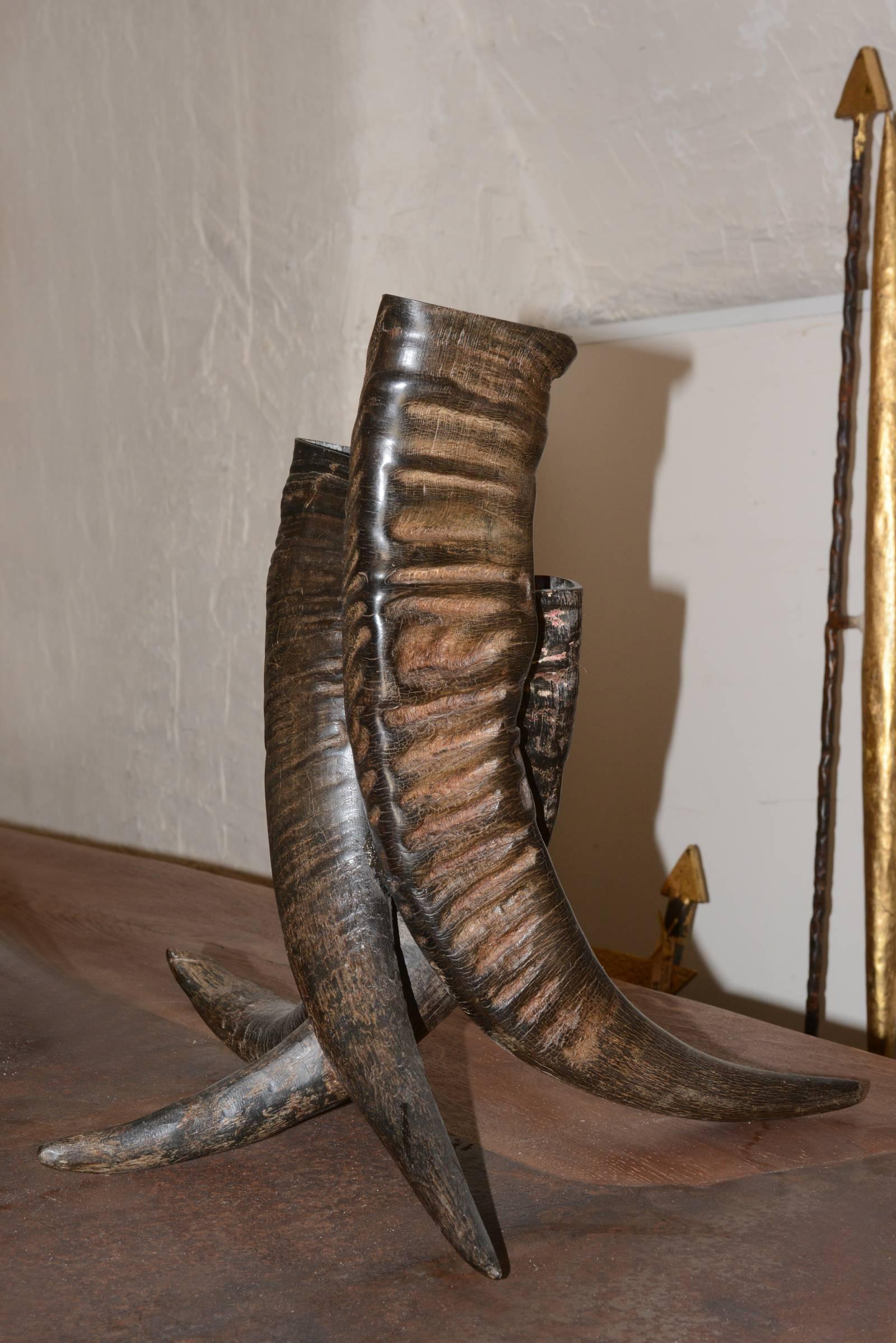 Vase horns with four real buffalo horns.
