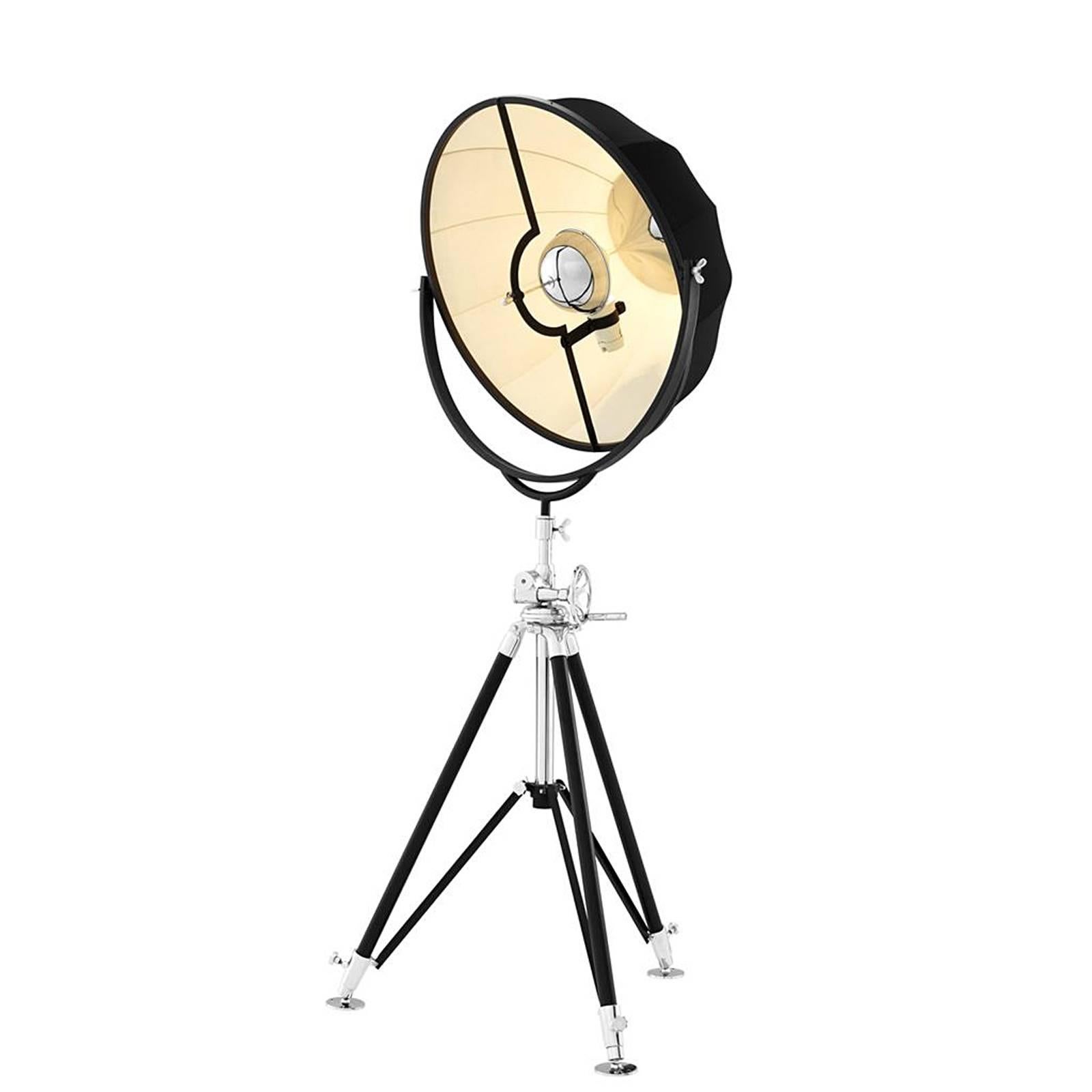 Indian Photo Floor Lamp in Polished Nickel and Black Finish