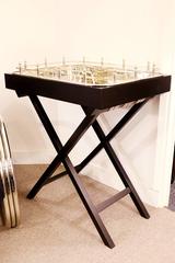 Bar Tray in Polished Nickel Finish on Mango Wood Base