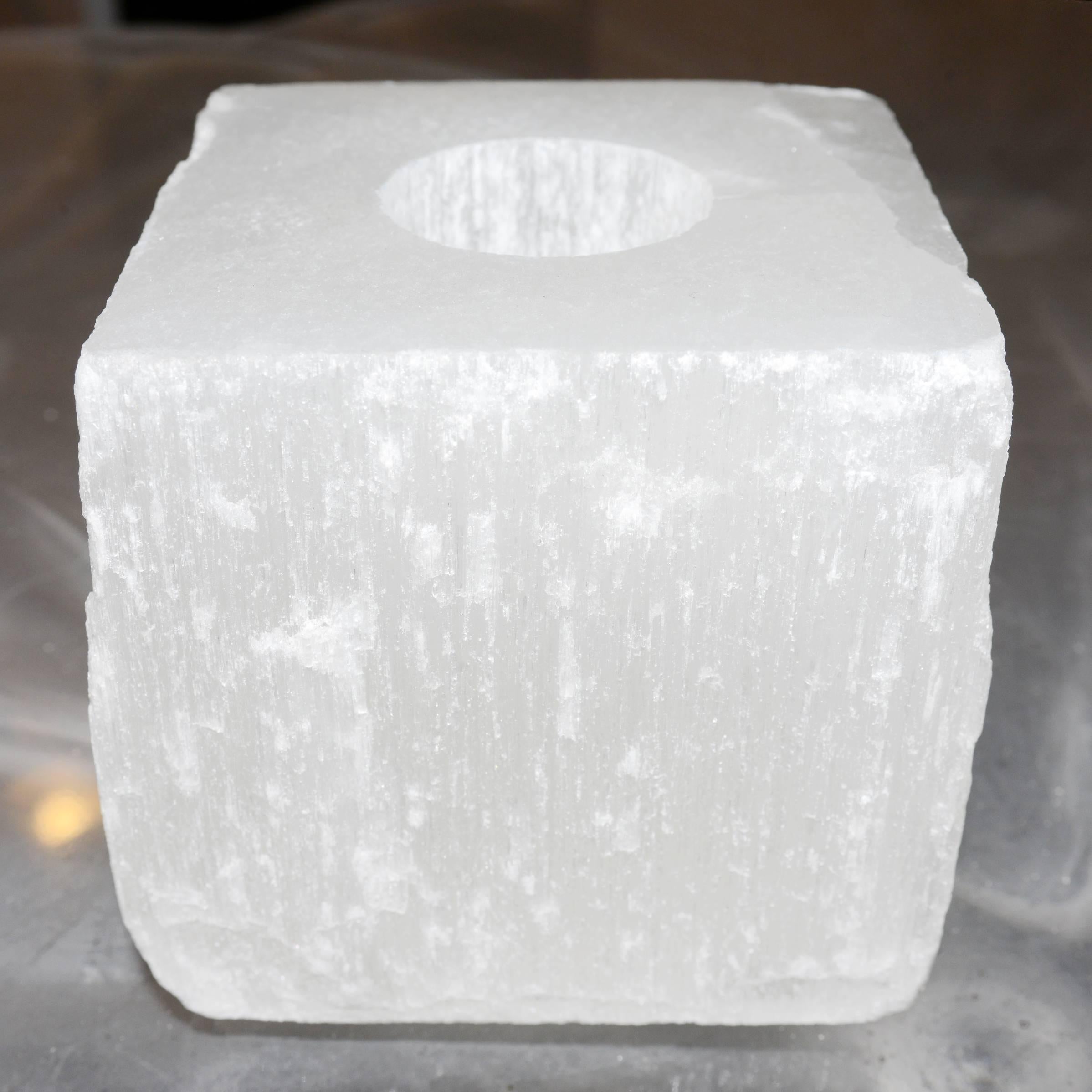 Contemporary Crystal Rock Cube Candleholder