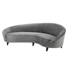Cocoon Wood Sofa in Grey Velvet