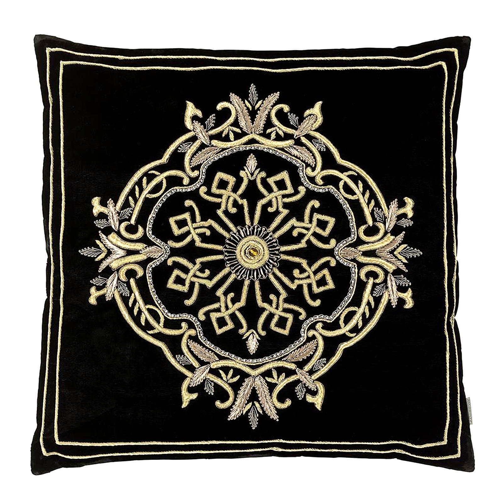 Queen Pillow with Silver Thread and Black Velvet