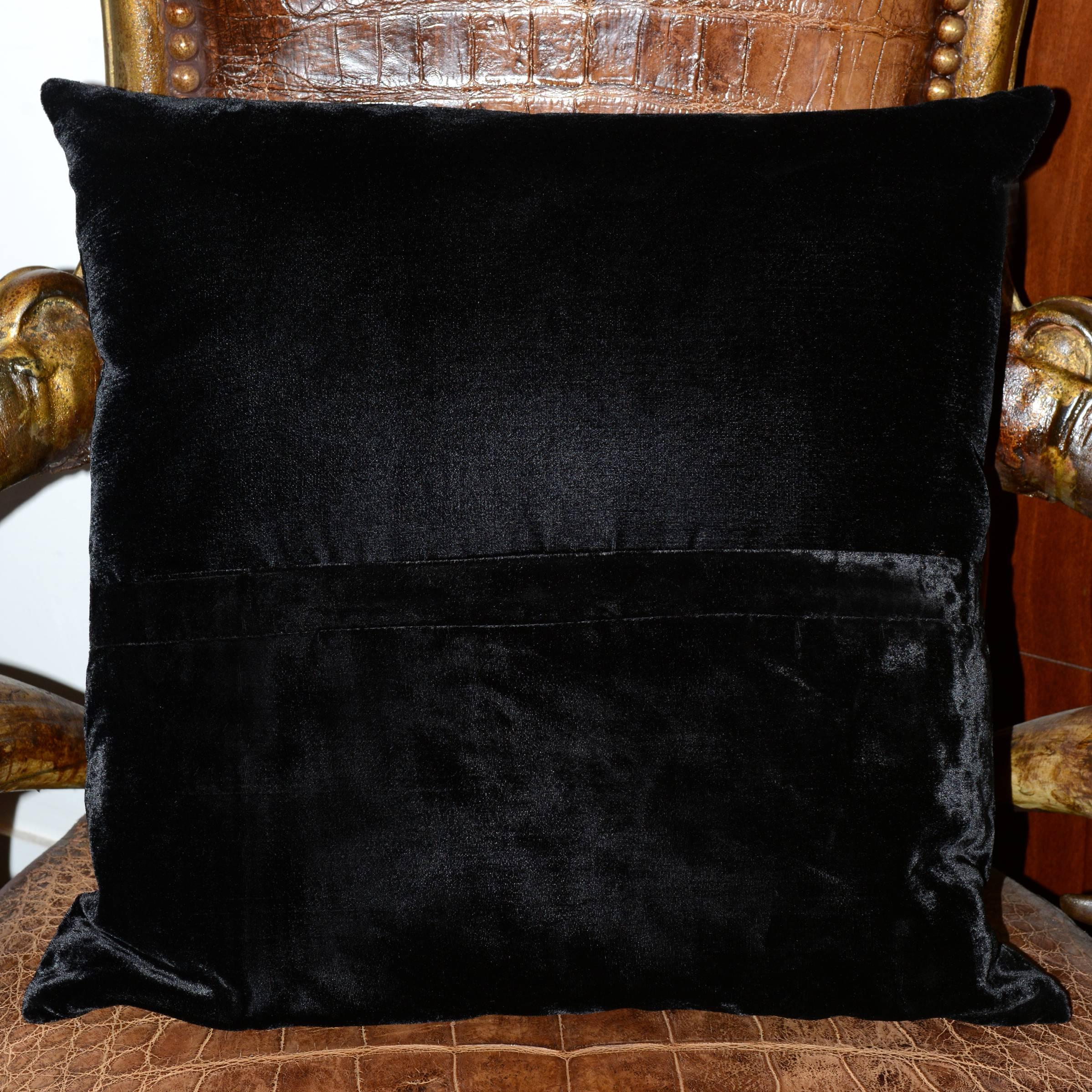 Queen Pillow with Silver Thread and Black Velvet 3