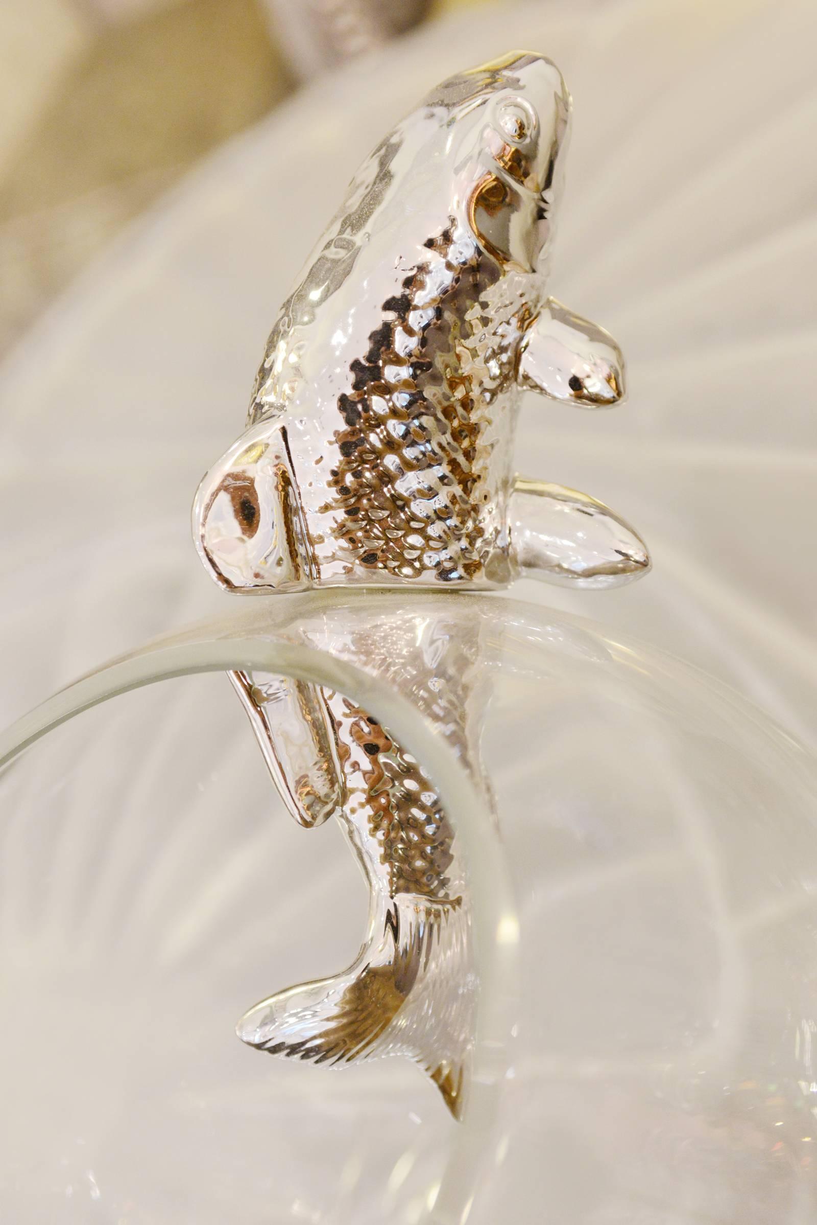 Vase Silver Fish in Ceramic In Excellent Condition In Paris, FR