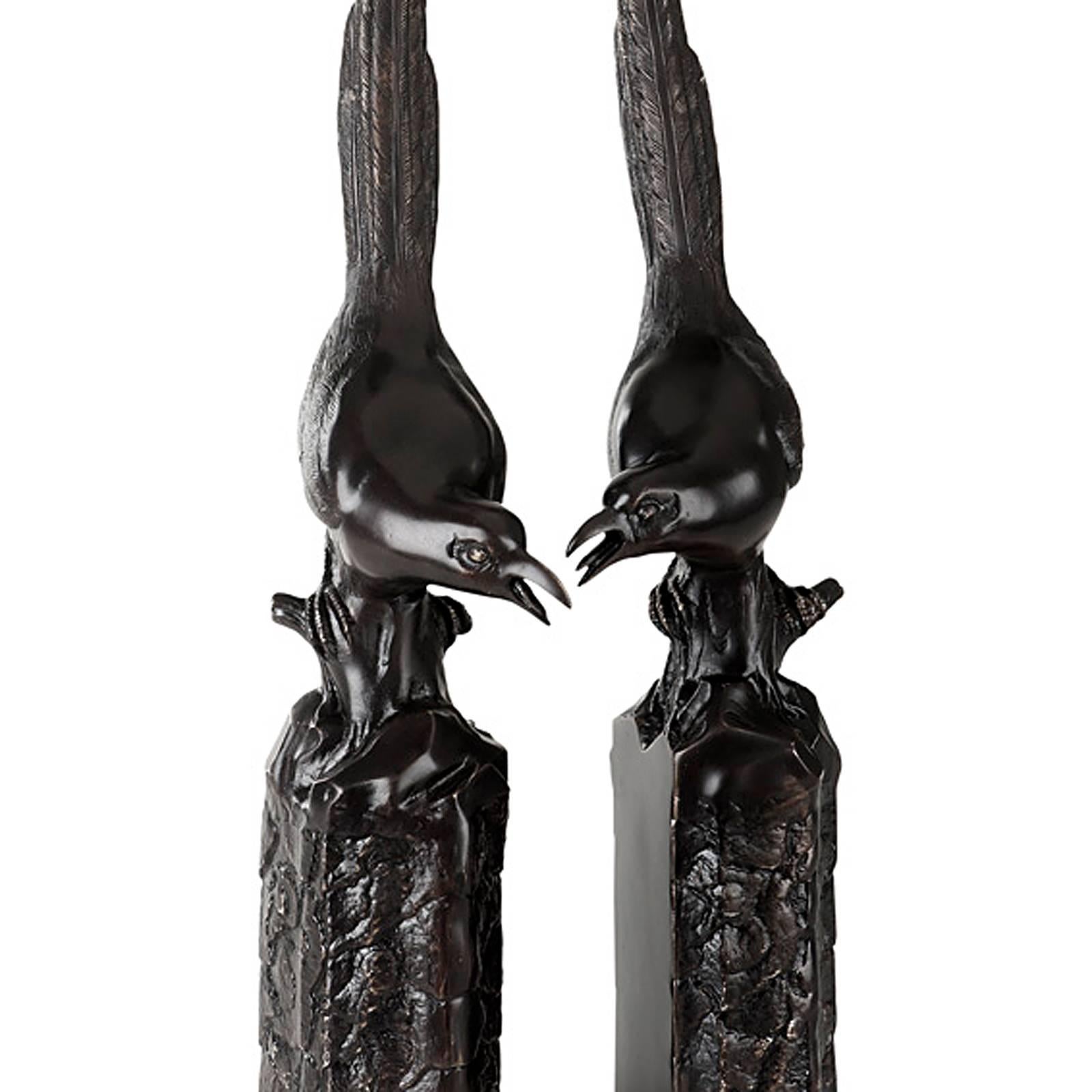 Contemporary Birdy Set of Two Bookends in Bronze