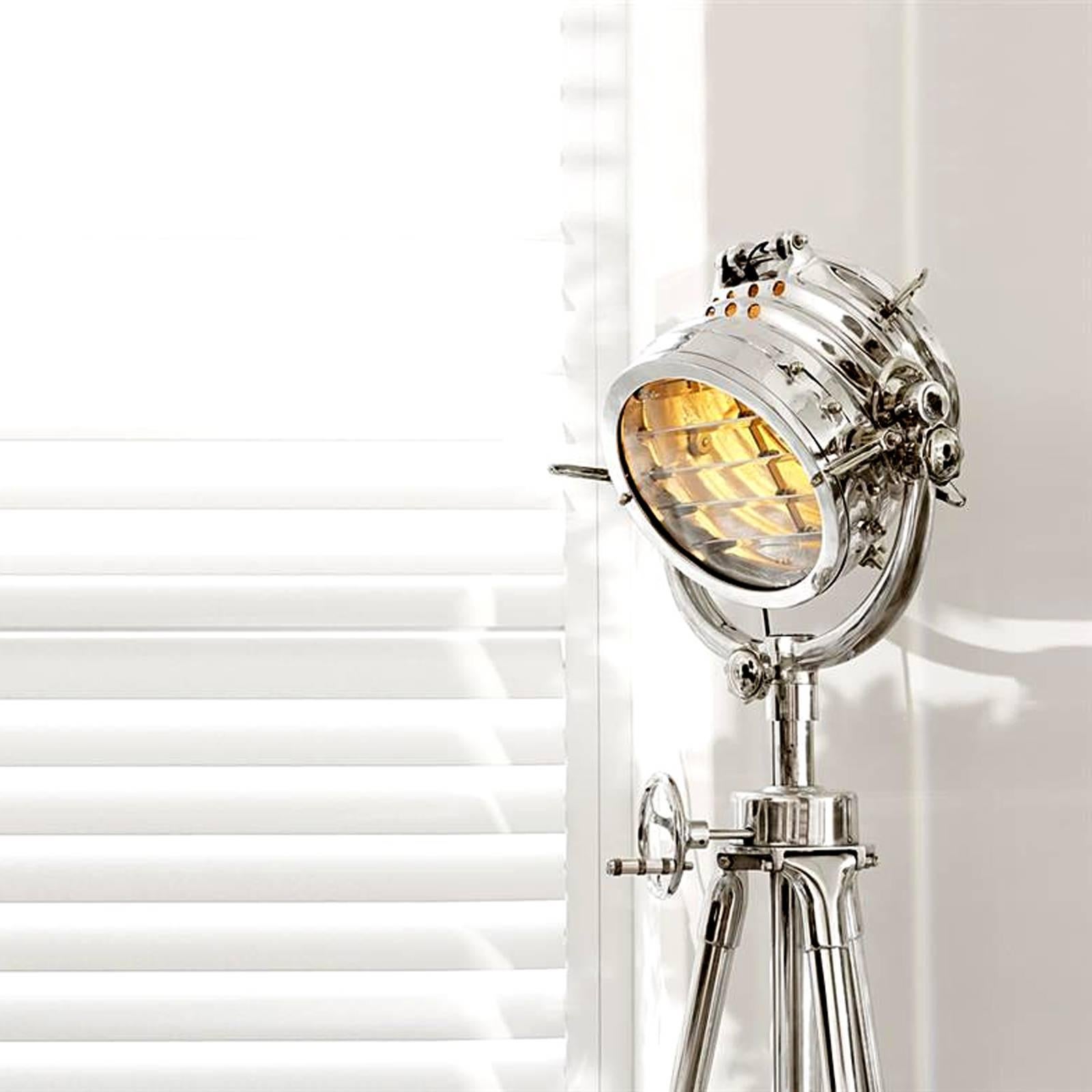 Contemporary Royal Seal Floor Lamp in Polished Aluminium and Clear Glass
