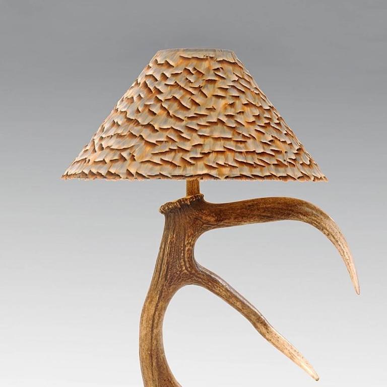 Antler One Table Lamp With Partridge Feather Shade For At Scottish Antler One Table Lamp With Partridge Feather Shade For