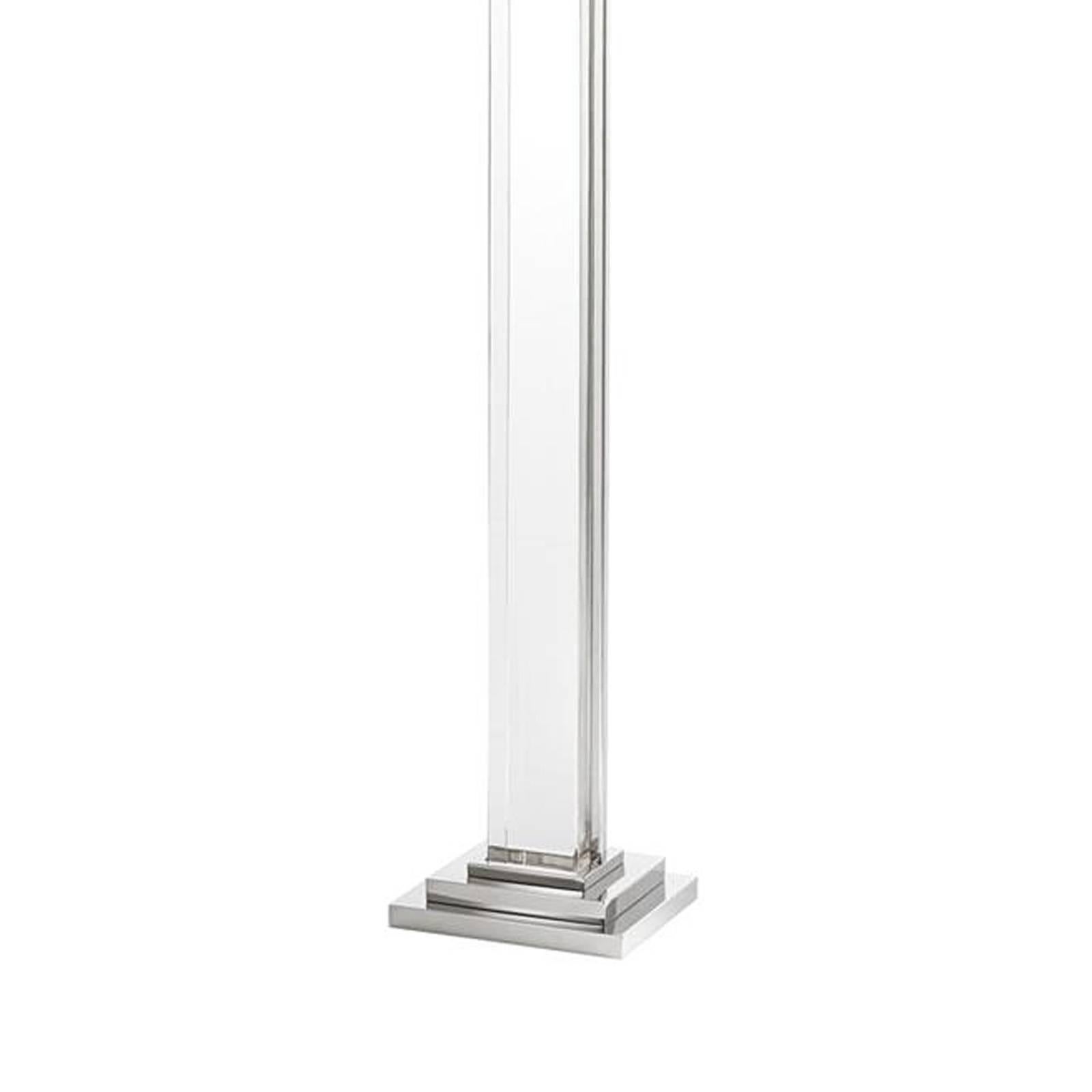 Contemporary Diamant Floor Lamp in Crystal Glass and Polished Nickel Finish