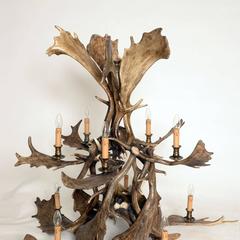 Reindeer Chandelier Handcrafted Vintage Brass Structure