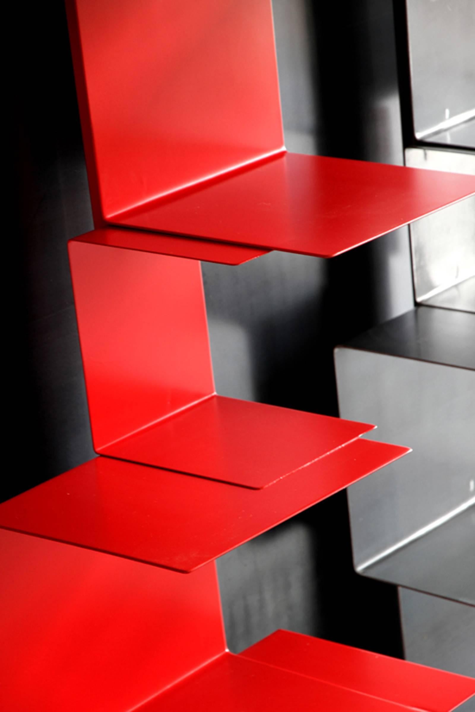 red ikea shelves