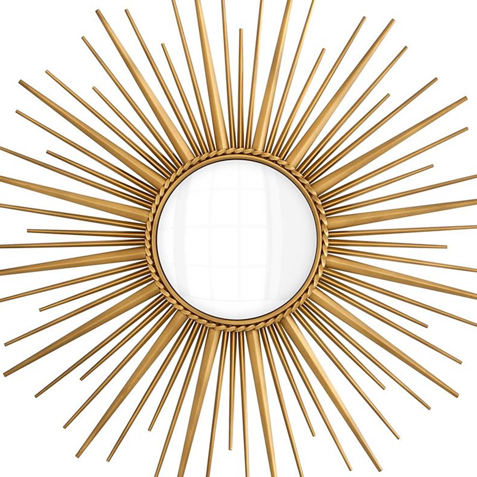 Mirror sun in stainless steel antique gold 
finish with round convex mirror glass.
