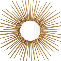 Sun Mirror in Antique Gold Finish and Convex Mirror