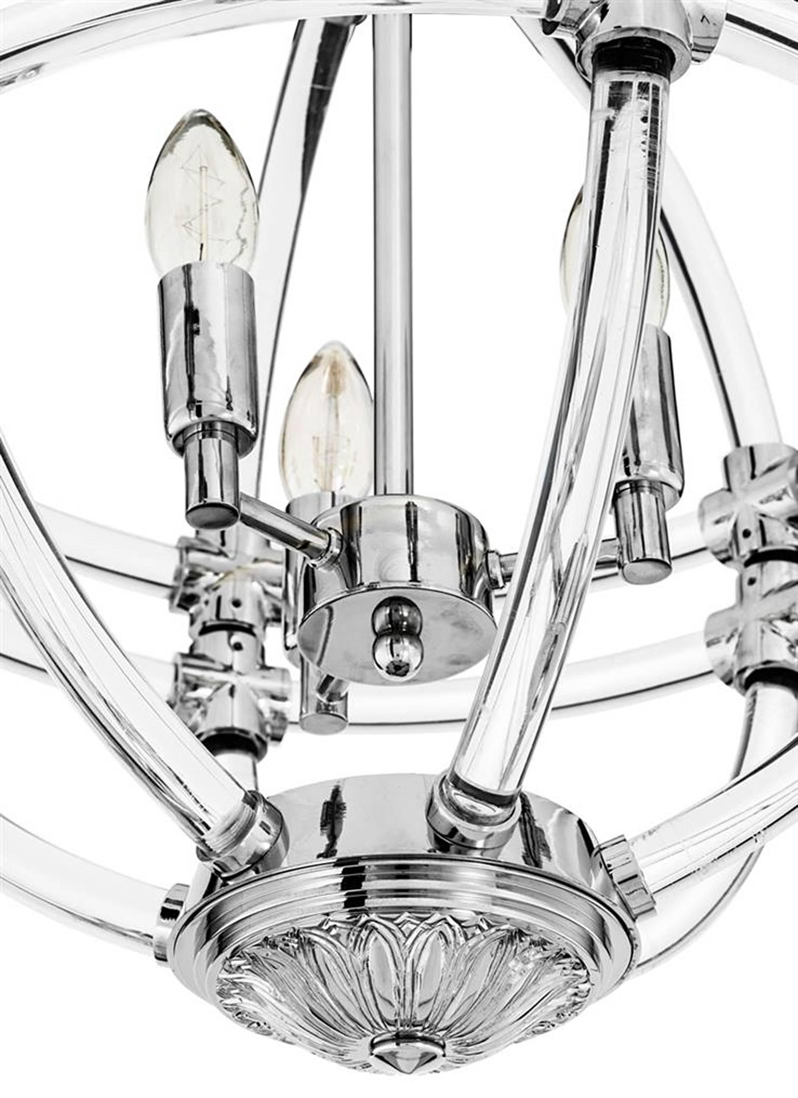 Polished Empiro Chandelier in Clear Acrylic Glass and Nickel Finish