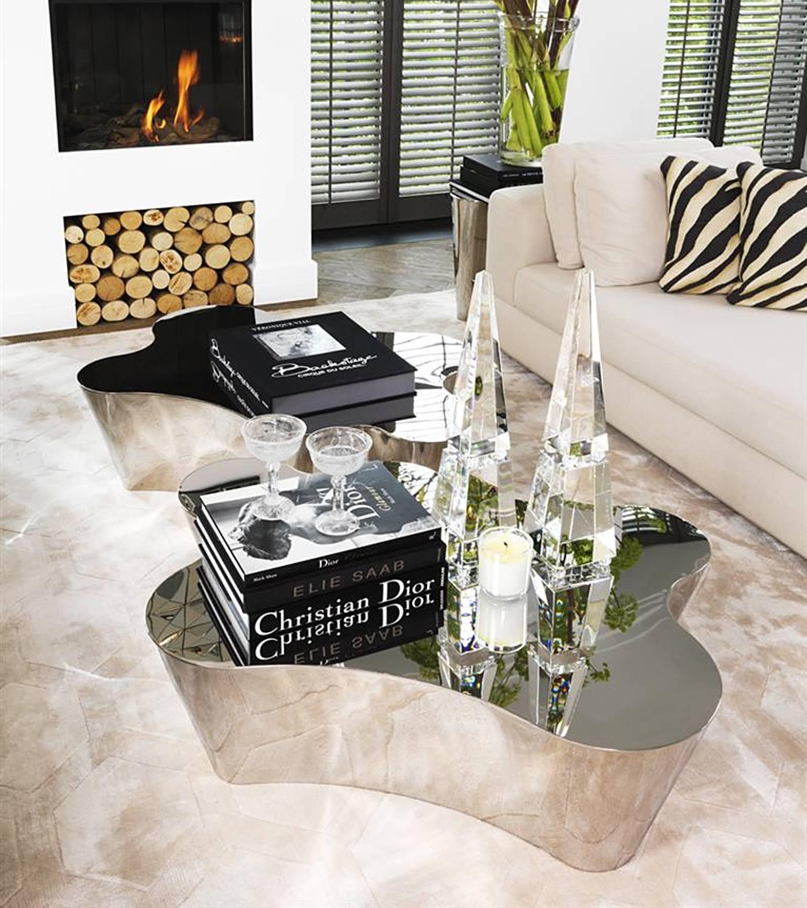 Cloudy Coffee Table in Polished Stainless Steel 1