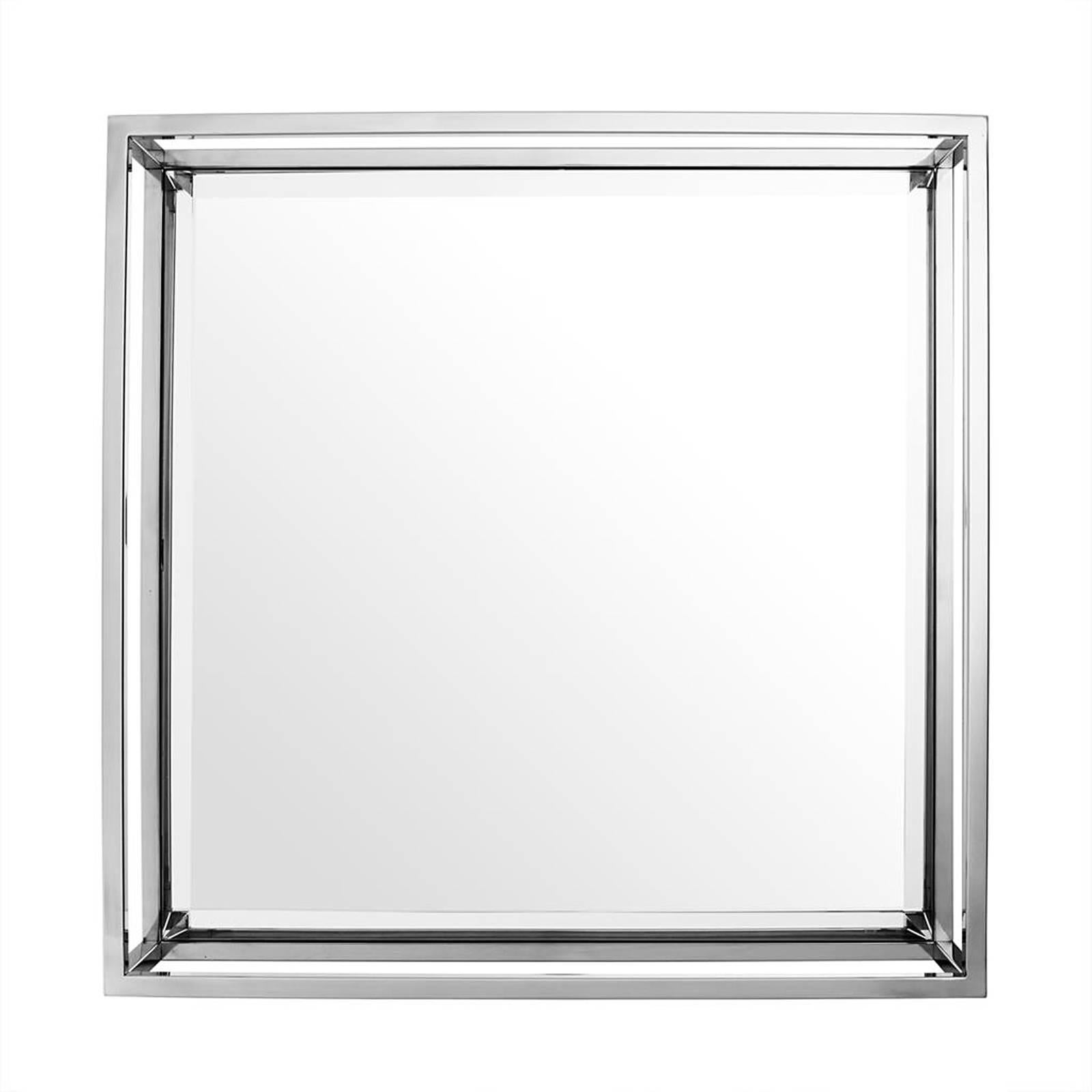 Chinese Crown Mirror in Polished Stainless Steel