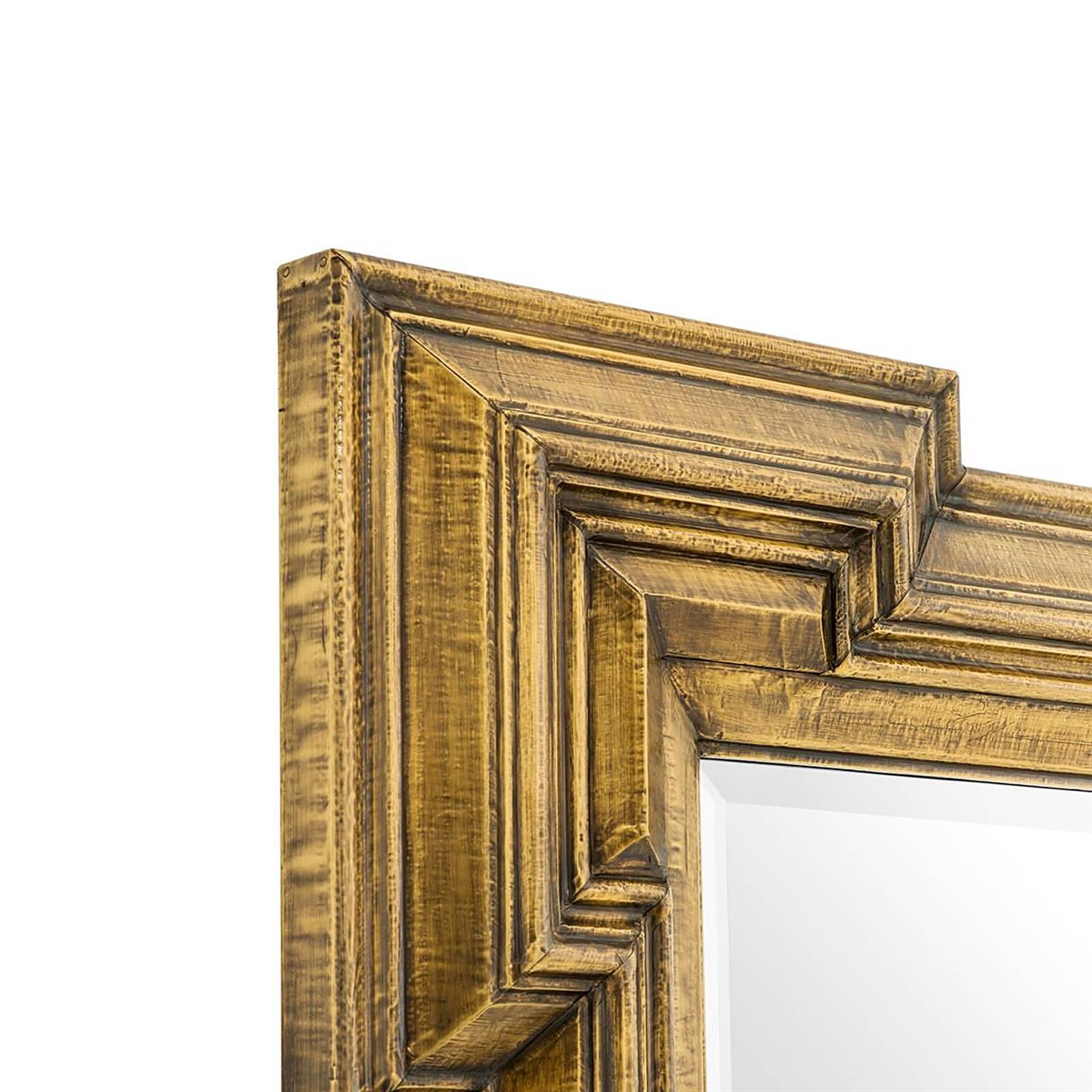 Miroir Scuadro avec cadre carré en finition laiton antique Excellent état - En vente à Paris, FR