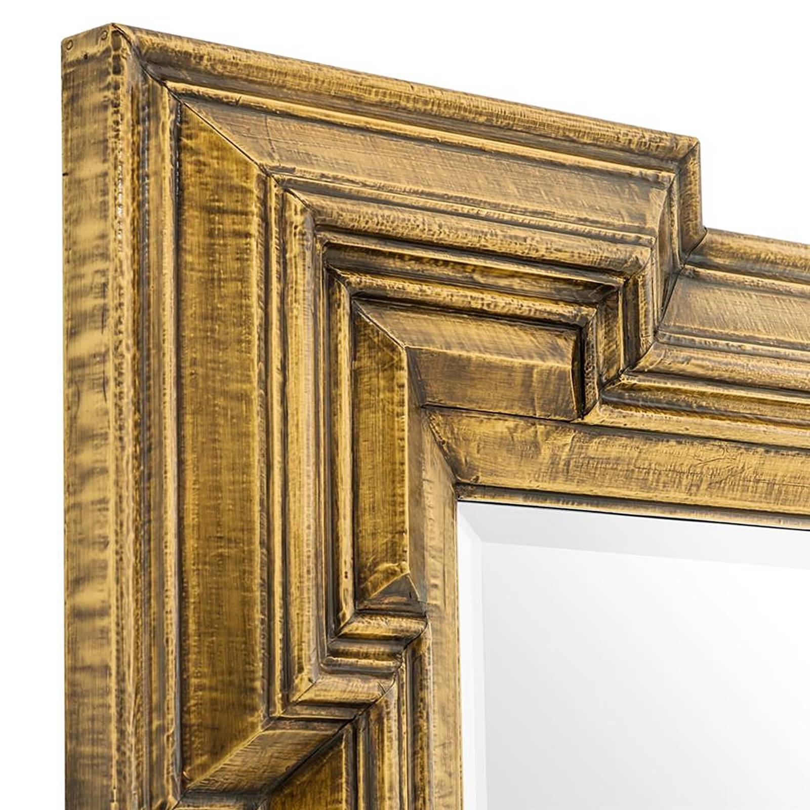 XXIe siècle et contemporain Miroir Scuadro avec cadre carré en finition laiton antique en vente