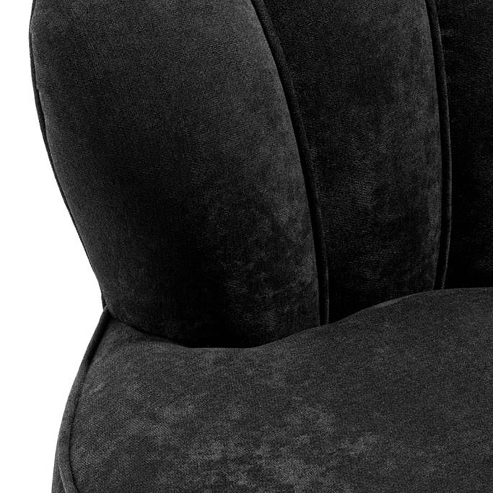 Chinese Shell Sofa in Black Velvet with Brass Feet