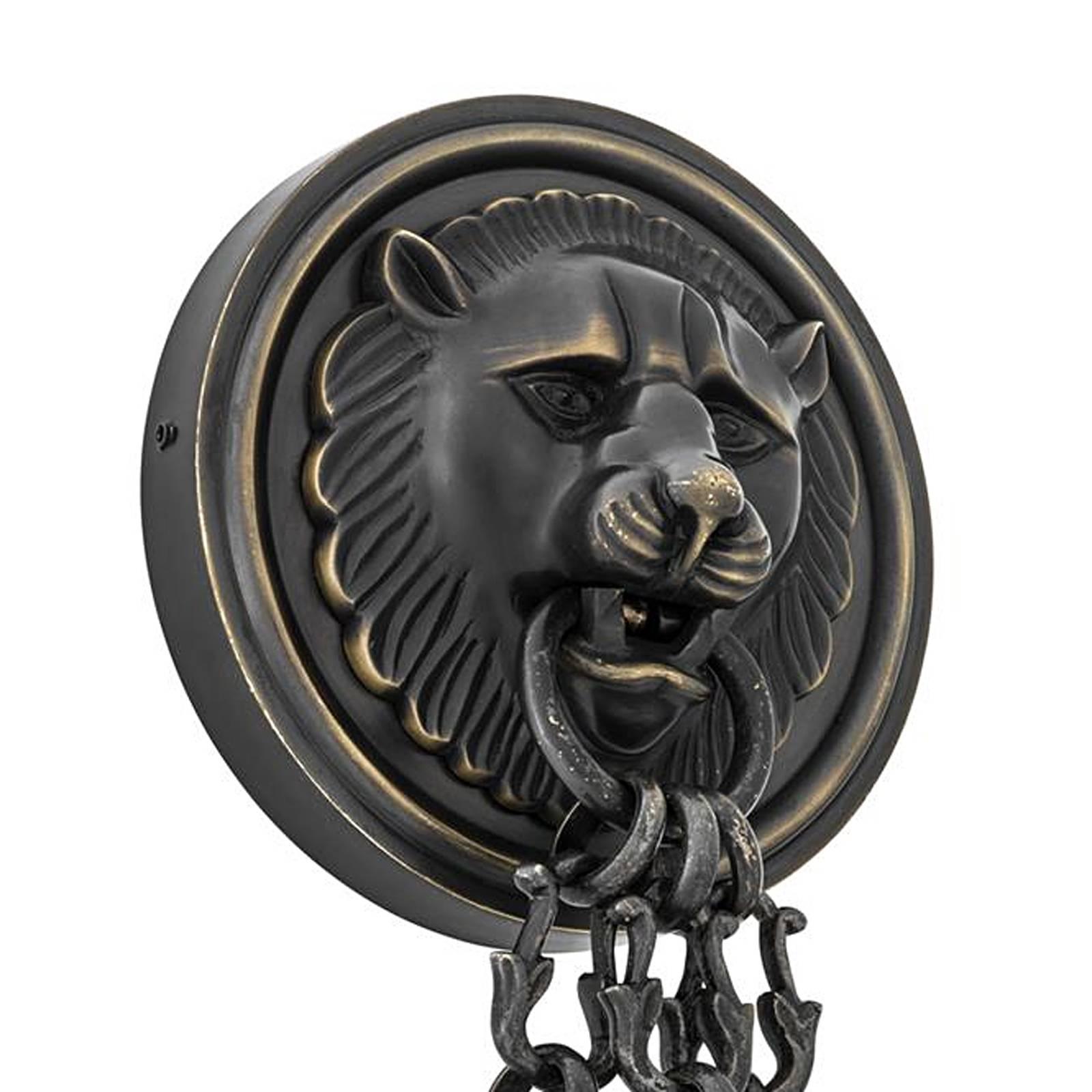 Bronze Lion Wall Lamp in Gunmetal Finish and Clear Glass