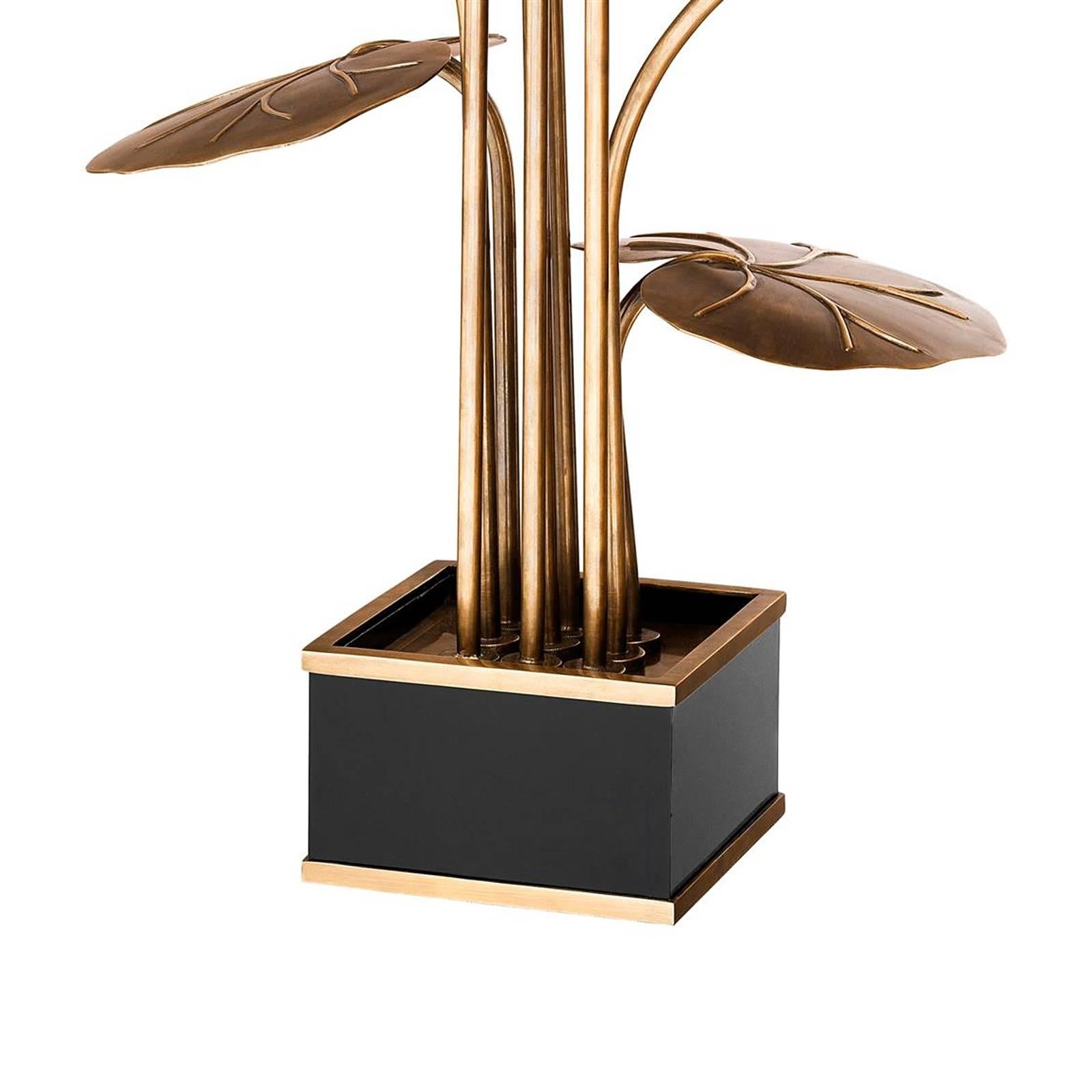 Contemporary Waterlily Table Lamp in Vintage Brass Finish For Sale