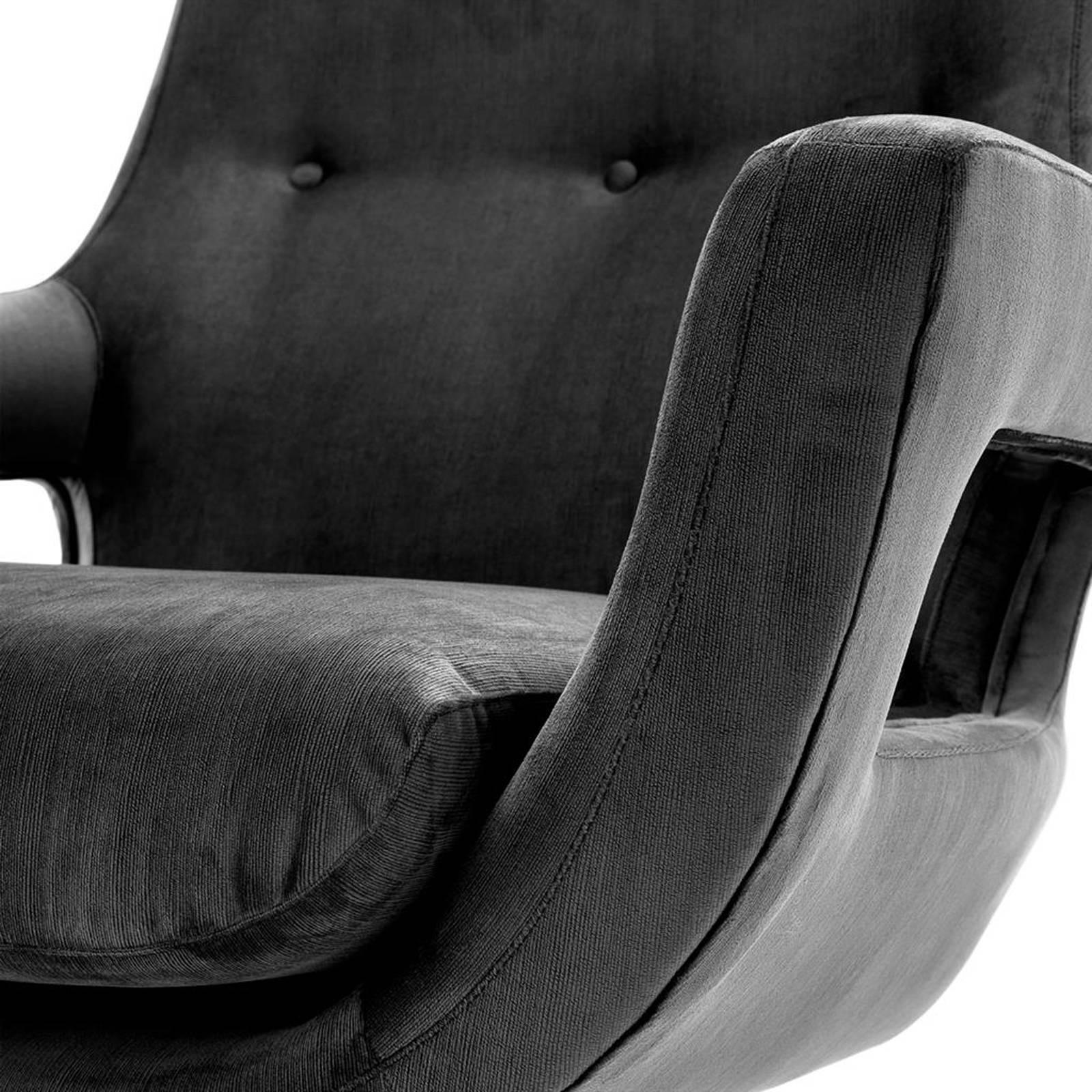 Blackened Grand Office Swivel Armchair with Granite Grey Fabric
