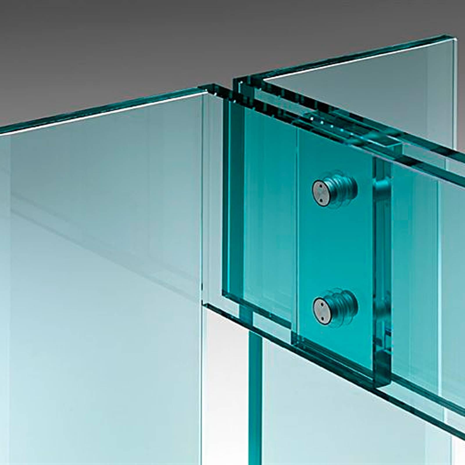 Contemporary Straight Console with Bevelled Clear Glass Top For Sale