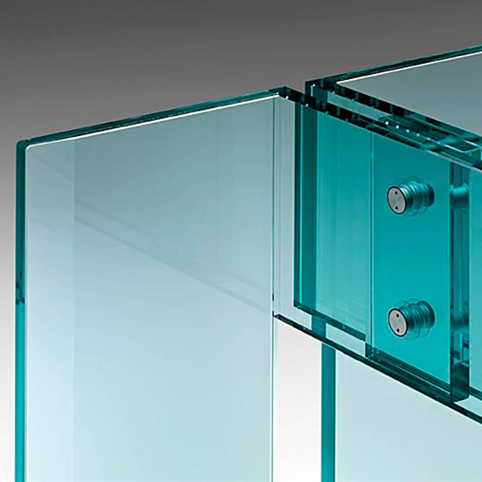 Straight Console with Bevelled Clear Glass Top In New Condition For Sale In Paris, FR