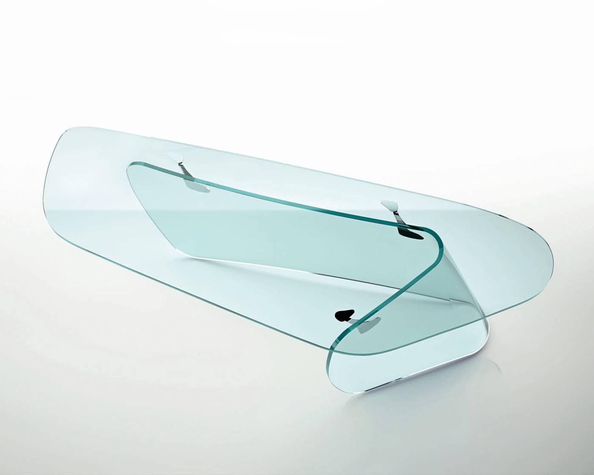 glass curved desk