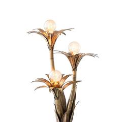 Lampe de table Palm Flowers en laiton vintage