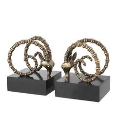 Calabra Brass Bookends, Set of Two in Brass Finish and Granite