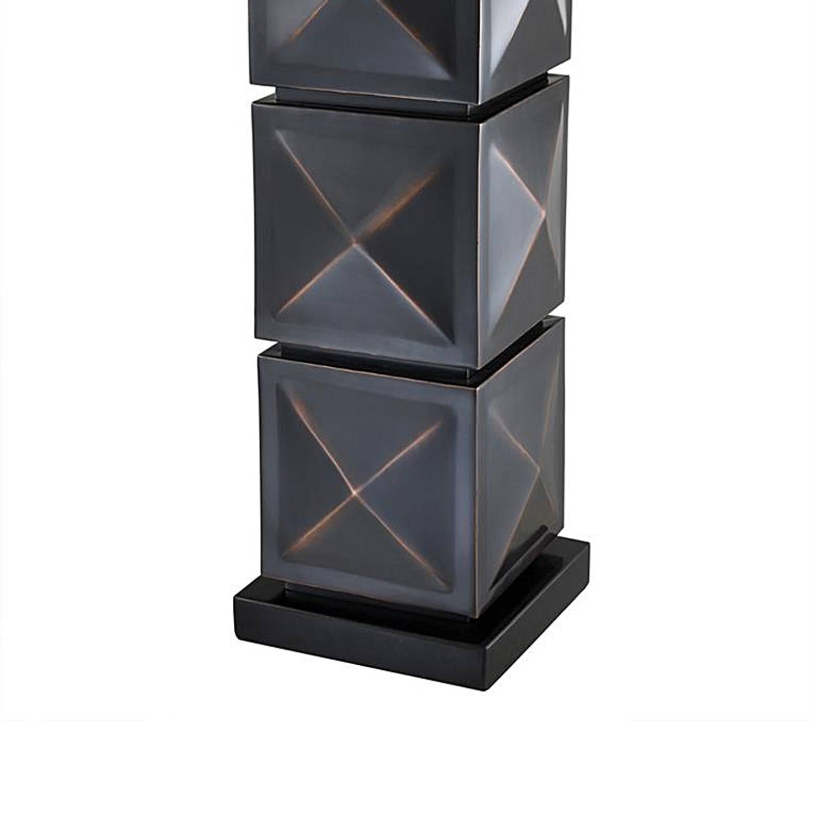 Contemporary Prisima Table Lamp in Antique Bronze and Black Granite For Sale