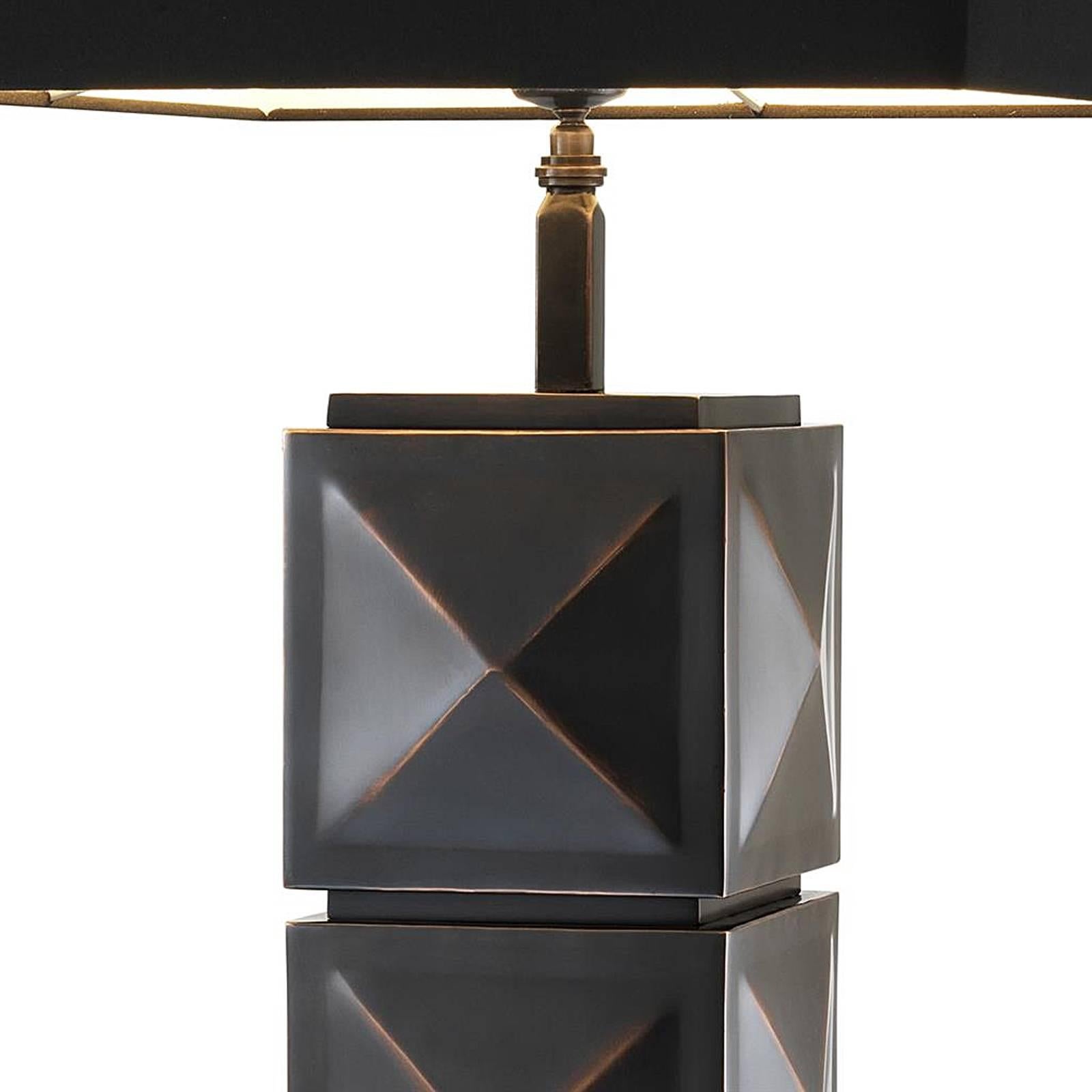 Prisima Table Lamp in Antique Bronze and Black Granite For Sale 1