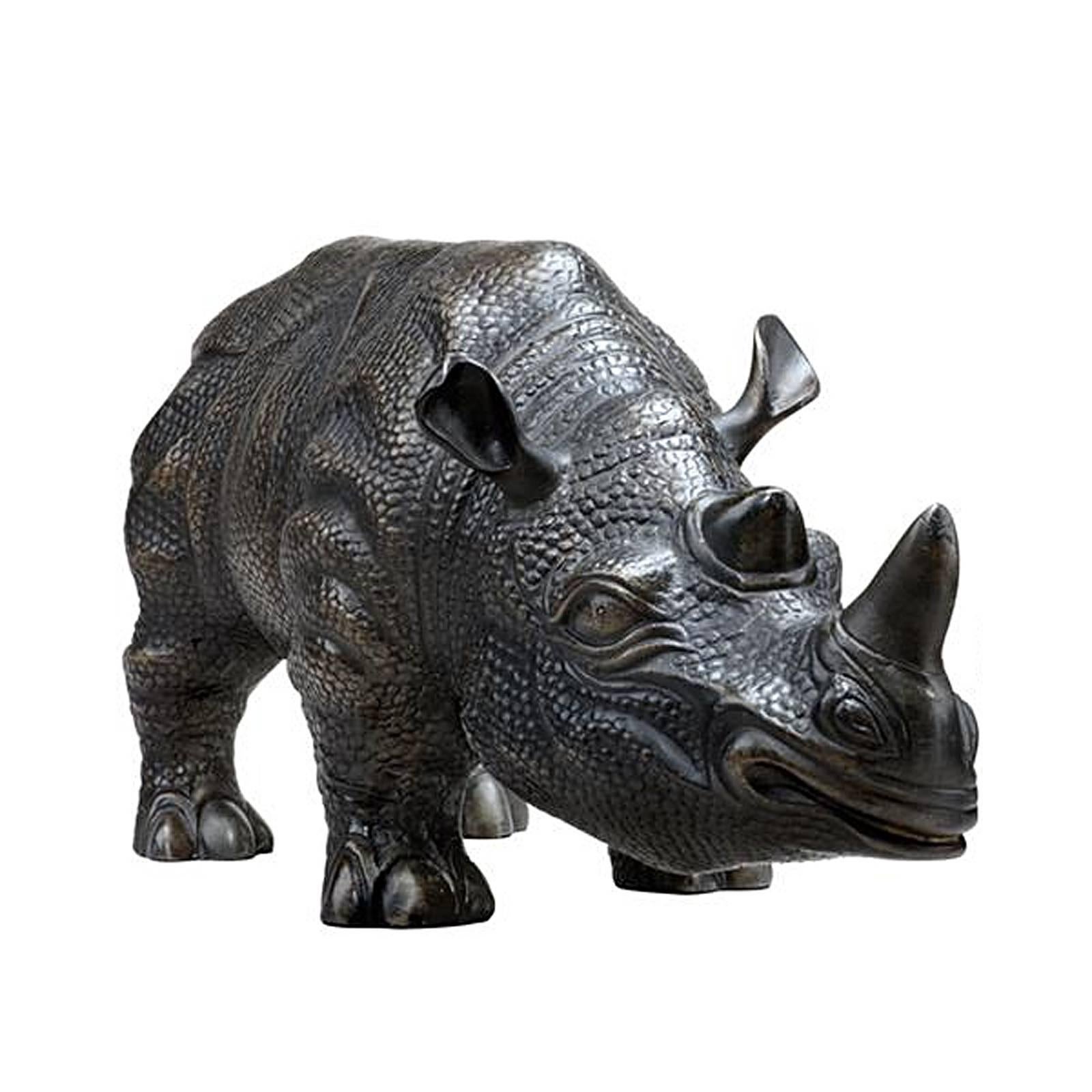 Cast Rhino Set of Two Sculptures in Bronze For Sale