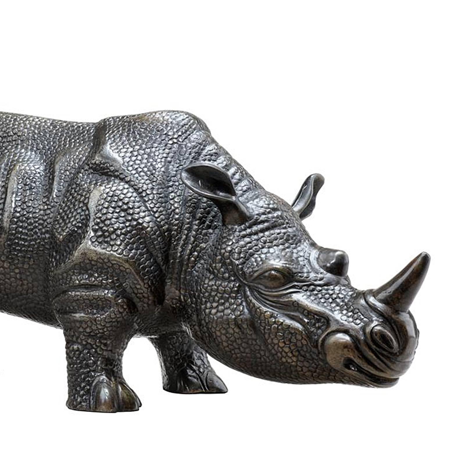 Indian Rhino Set of Two Sculptures in Bronze For Sale