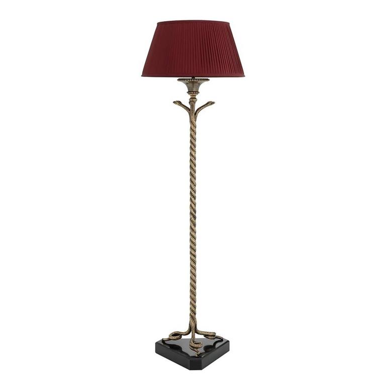 Vipers Floor Lamp In Vintage Brass On Granite Base