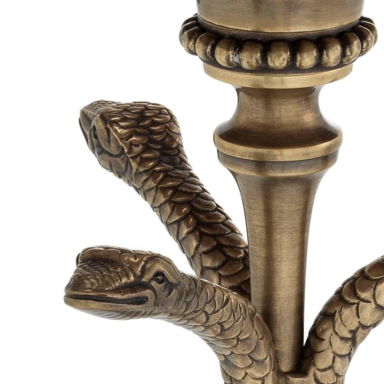 Blackened Vipers Table Lamp in Vintage Brass on Granite Base