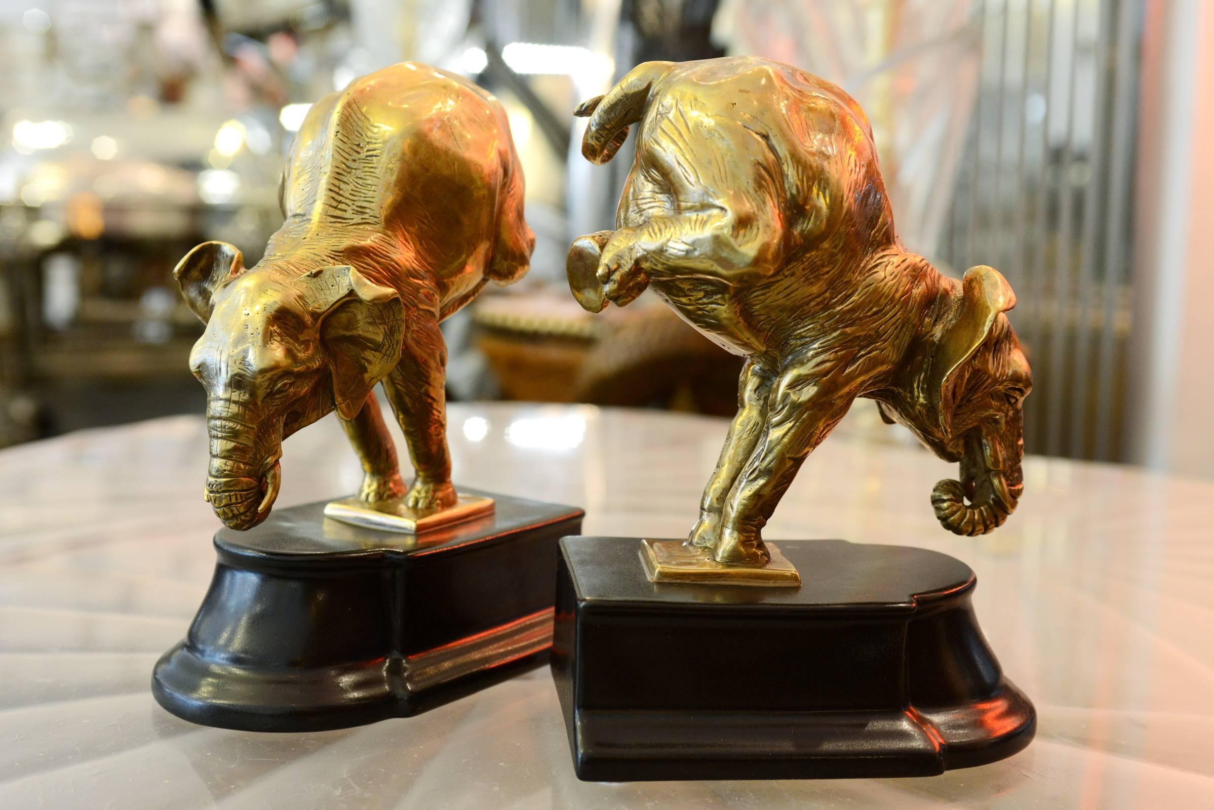 gold elephant bookends