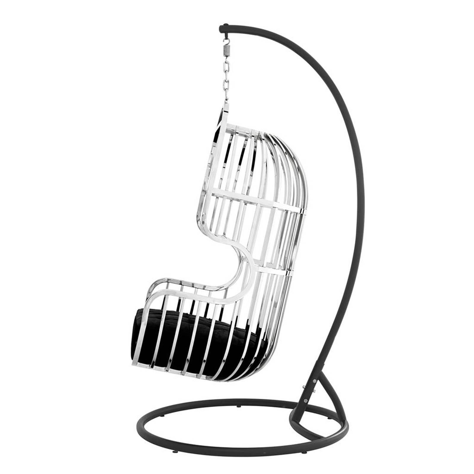 Chinese Cage Swivel Armchair in Polished Stainless Steel