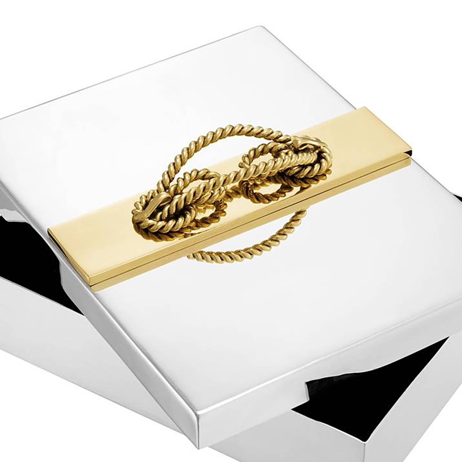 Polished Gold Knot Jewelry Box in Nickel Finish
