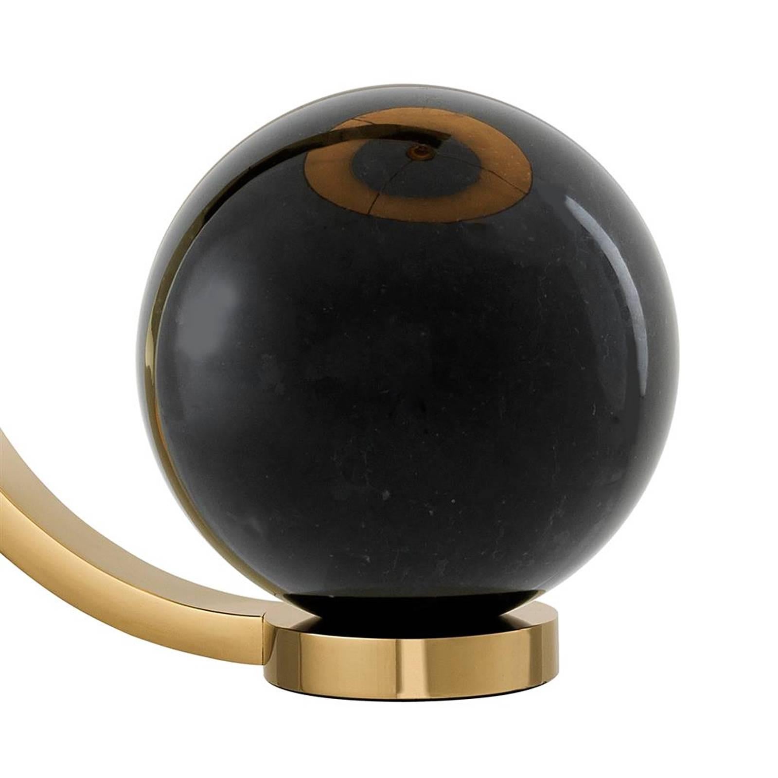 Chinese Black Marble or White Marble Sphere Table Lamp