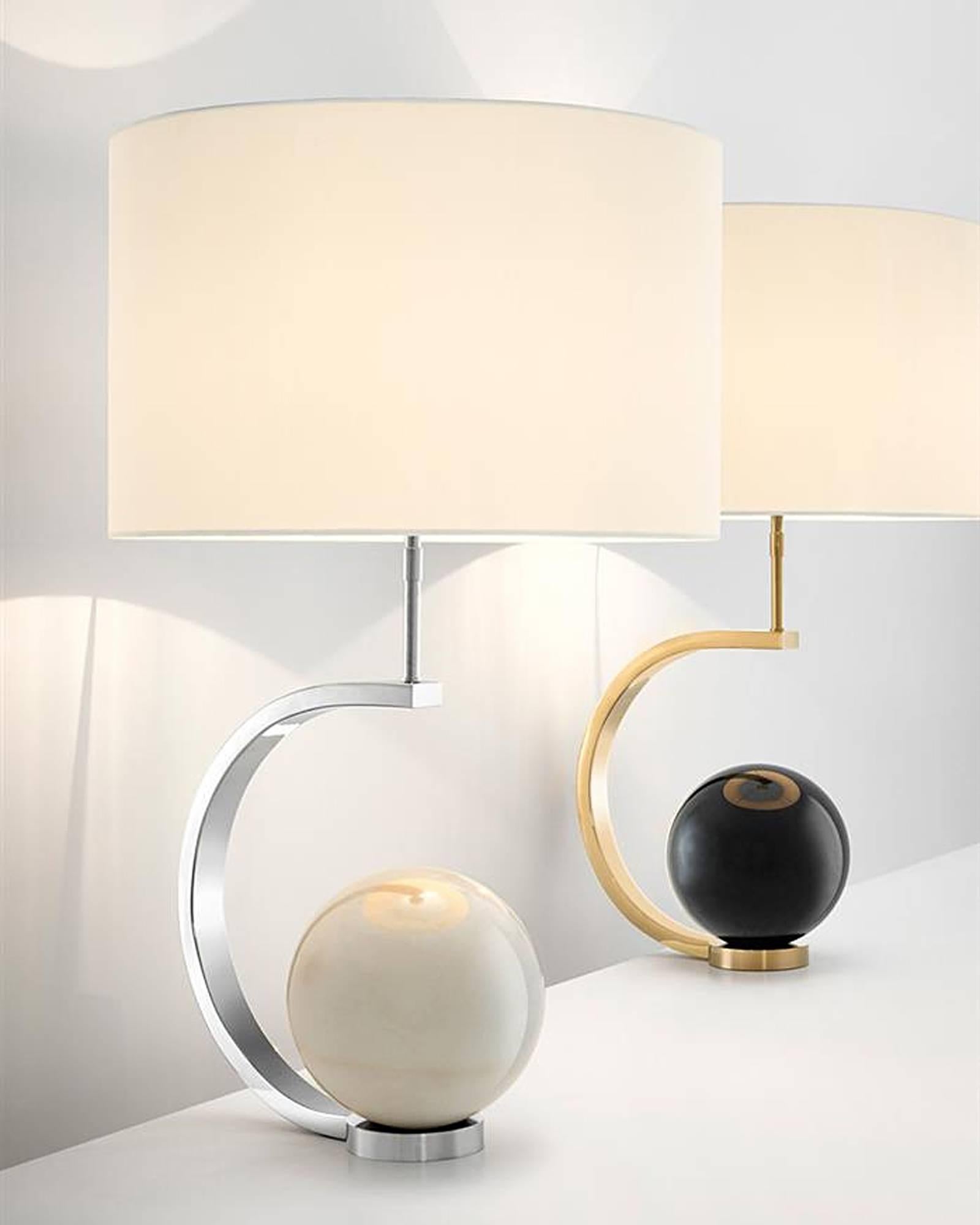 Black Marble or White Marble Sphere Table Lamp 3