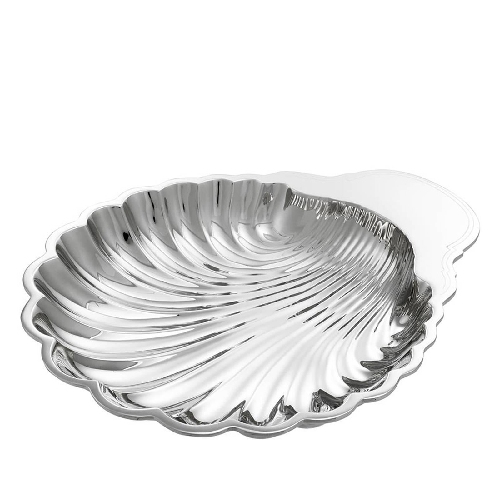 Contemporary Shell Tray in Polished Brass or in Nickel Finish