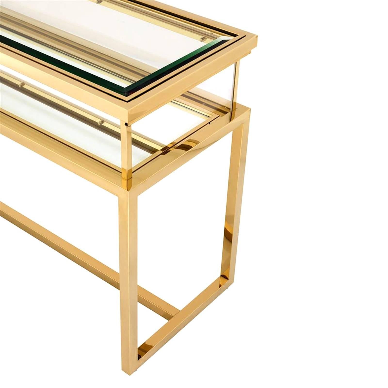 Slide Console Table in Gold Finish In Excellent Condition In Paris, FR