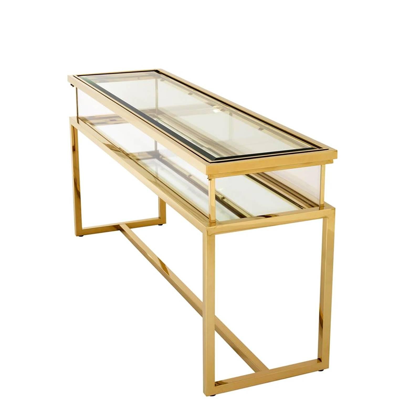 Polished Slide Console Table in Gold Finish