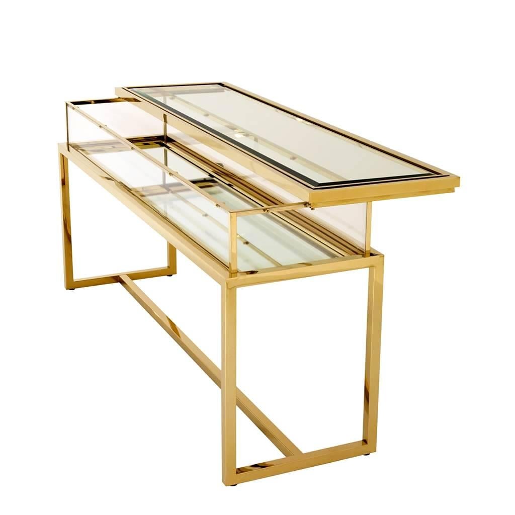 Chinese Slide Console Table in Gold Finish