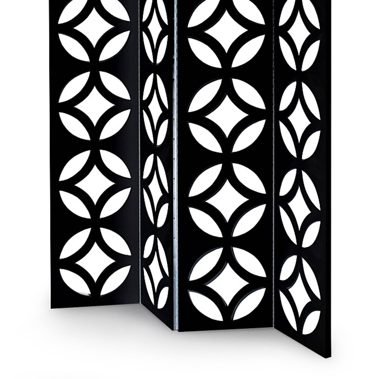 Portuguese Discus Folding Screen Black or White Lacquered For Sale