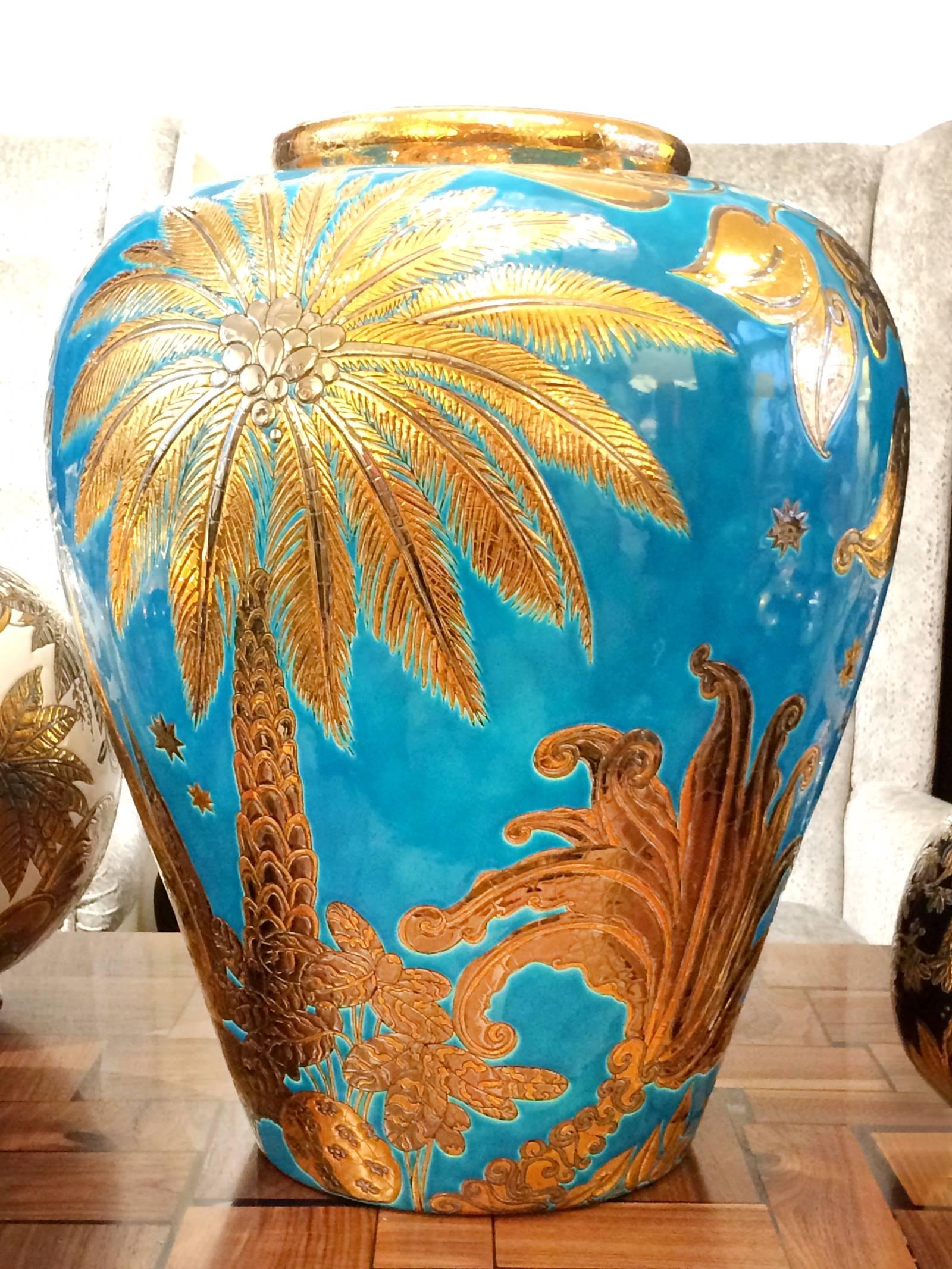 French Jungle Dream Blue Jar Emaux de Longwy, 2017