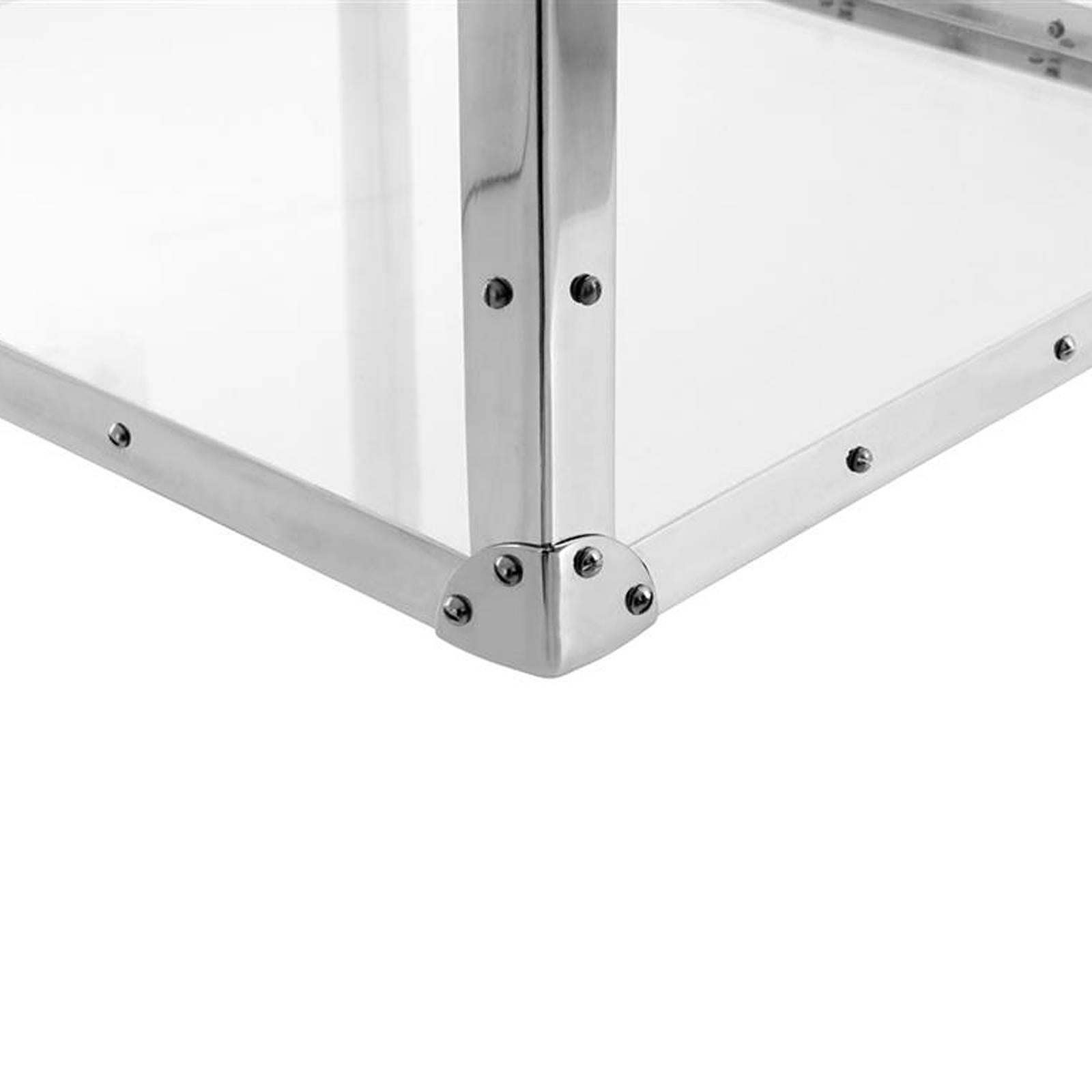 Contemporary Flight Box in Polished Stainless Steel and Acrylic